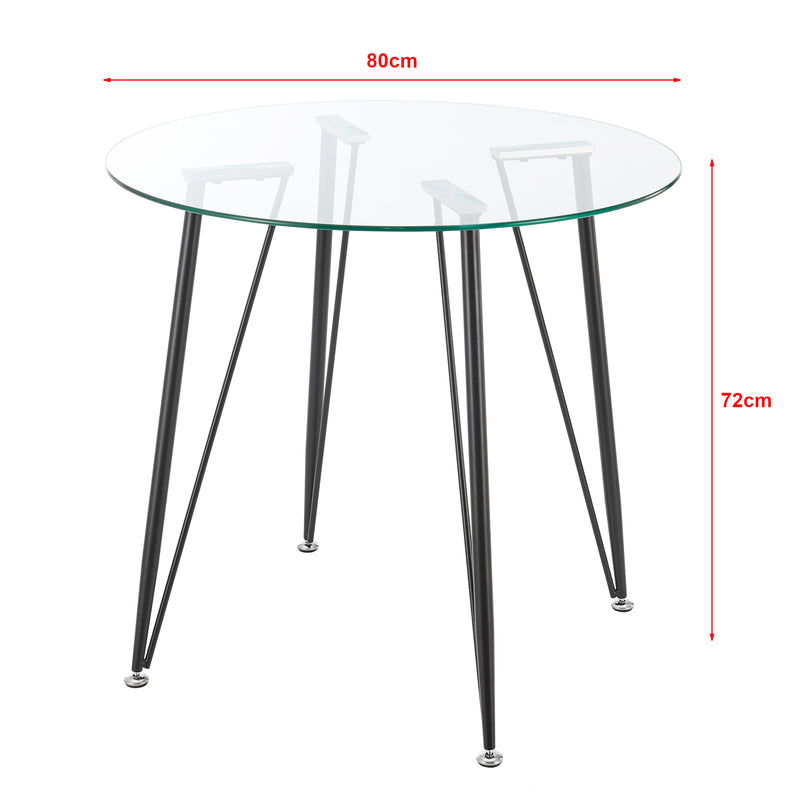 Maatschets [en.casa] Glazen tafel Huittinen rond 72x80 cm zwart en transparant