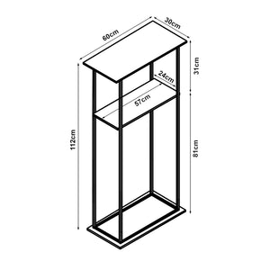 [en.casa] Brandhout rek Turku houtopslag 112x60x30 cm zwart en houtkleurig donker
