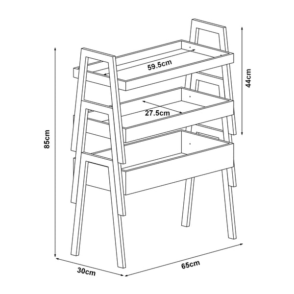 [en.casa] Plantenstandaard Hitra 3-delig bamboe wit en houtkleurig