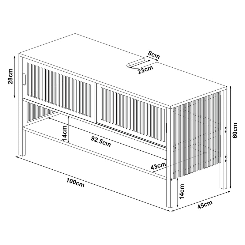 Maatschets [en.casa] Bamboe wastafelonderkast Hvaler 60x100x45 cm houtkleurig