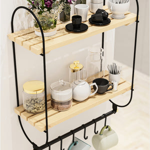 [en.casa] Wandrek Pielavesi met 2 planken 47x40x16 cm zwart en naturel