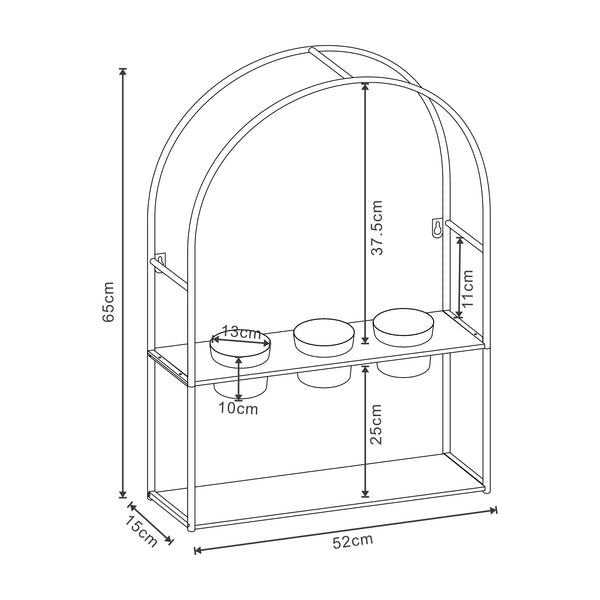 [en.casa] Plantenrek Merikarvia met bloempotten 65x52x15 cm zwart