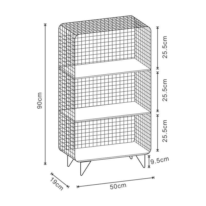 Maatschets [en.casa] Staand rek Volda open kast 90x50x19 cm zwart