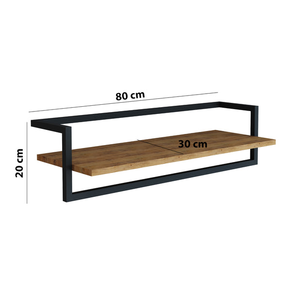 [en.casa] Wandkapstok Evje 80x30x20 cm houtkleurig en zwart