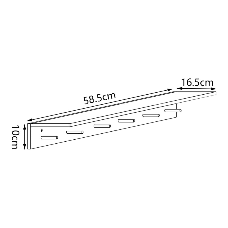 Maatschets [en.casa] Wandkapstok Fjord met 1 plank 58,5x16,5x10 bamboe