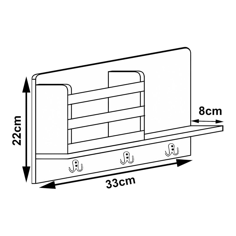 Maatschets [en.casa] Wandrek Giske met plank en sleutelhouder 33x8x22 cm bamboe
