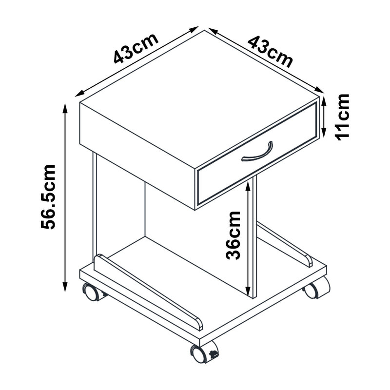 Maatschets [en.casa] Bijzettafel op wielen Jokkmokk 56,5x43x43 cm bamboe