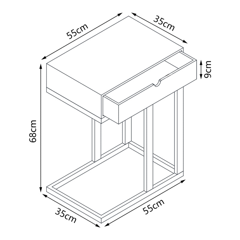 Maatschets [en.casa] Bijzettafel Kåfjord laptoptafel met lade 68x55x35 cm bamboe