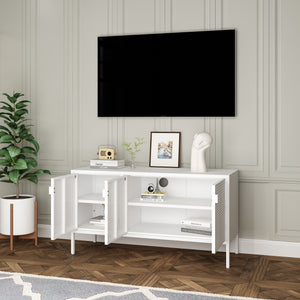 TV meubel Castelli 114x40x60 cm metaal met 3 deuren wit [en.casa]