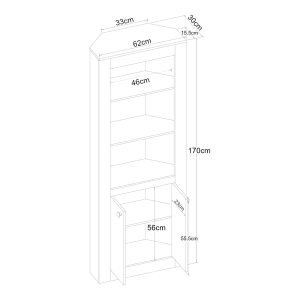 [en.casa] Boekenkast Eura 170x62x30 cm eikenkleurig