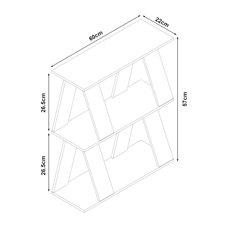 Maatschets [en.casa] Bijzettafel Nome met 2 planken 60x22x57 cm eikenkleurig
