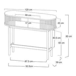 [en.casa] Console tafel Pomarkku ovaal 120x39x85 cm bamboe