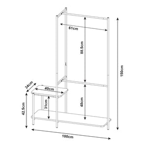[en.casa] Kledingrek Bø 150x100x34 cm zwart