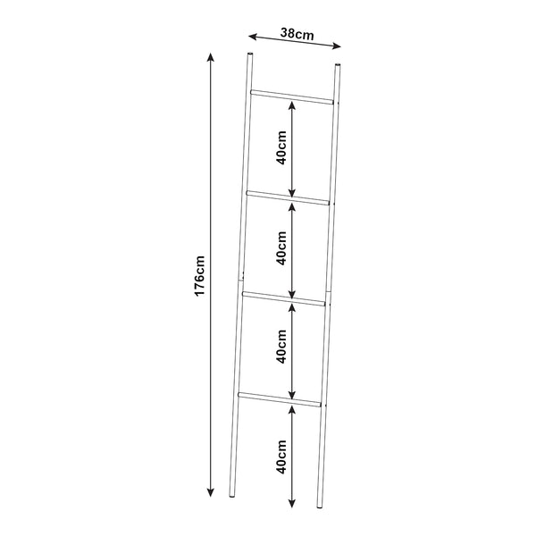 [en.casa] Handdoekrek Bodø 176x38x2 cm staal zwart