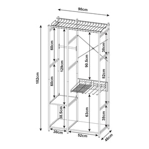 [en.casa] Kledingkast Brønnøy open kast 182x90x46 cm zwart