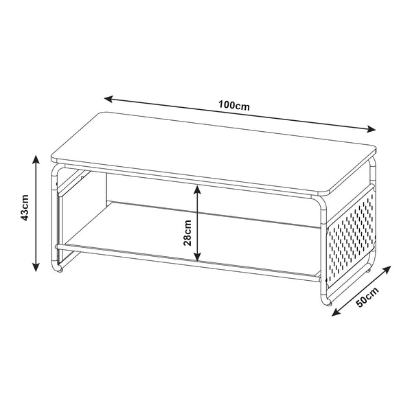 [en.casa] Salontafel Dyrøy 43x100x50 cm wit eikenkleurig en grijs