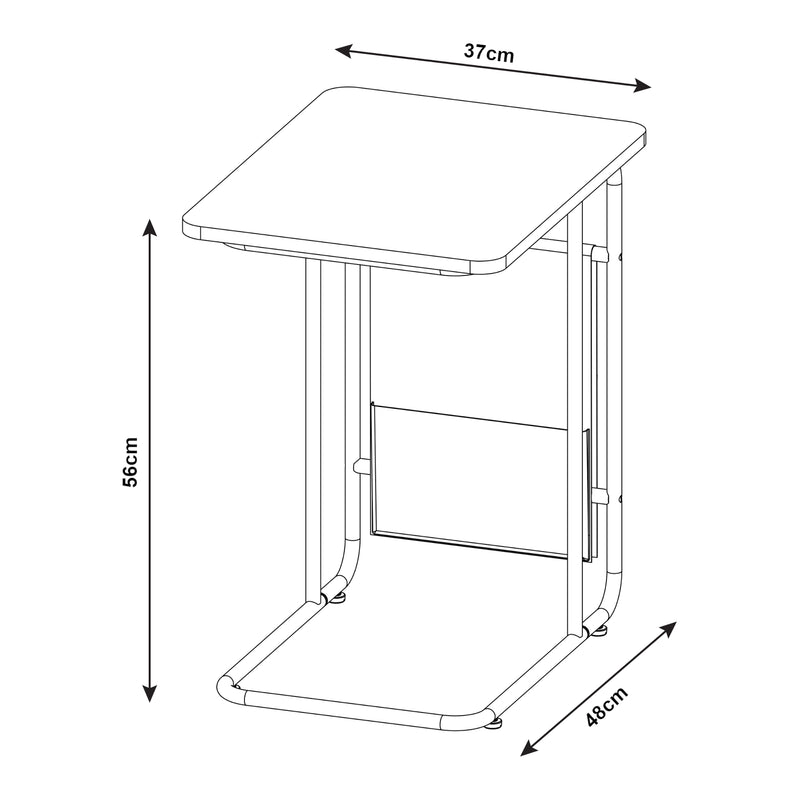 Maatschets [en.casa] Bureau Dyrøy laptoptafel 56x48x37 cm wit eikenkleurig en grijs