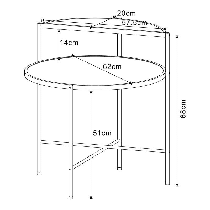 Maatschets [en.casa] Bijzettafel Fyresdal 68xØ62 cm zwart en eikenkleurig