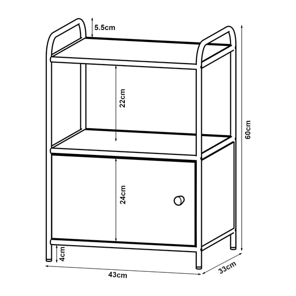 [en.casa] Nachtkast Gulen 60x43x33 cm zwart en eikenkleurig