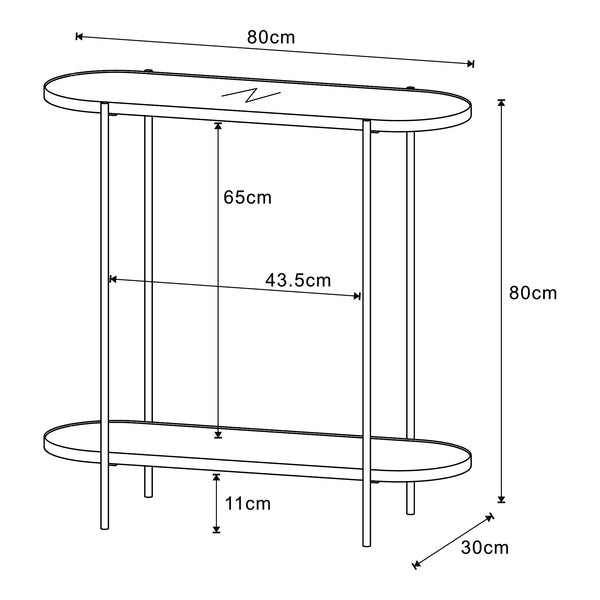 [en.casa] Console tafel Høyanger 80x80x30 cm zwart en eikenkleurig
