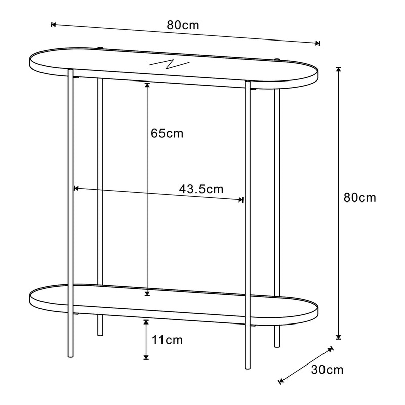 Maatschets [en.casa] Console tafel Høyanger 80x80x30 cm zwart en eikenkleurig