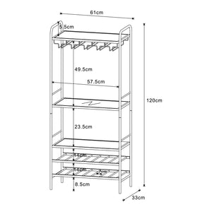 [en.casa] Wijnrek Hustadvika voor 14 flessen 120x61x33 cm zwart en eikenkleurig