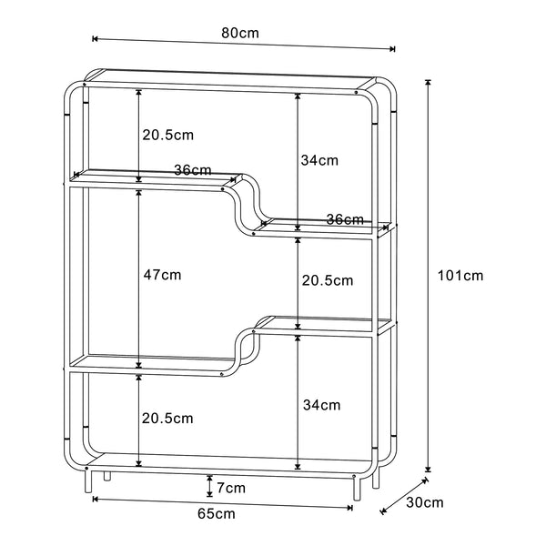 [en.casa] Open kast met planken Kristiansand 101x80x30 cm zwart en eikenkleurig