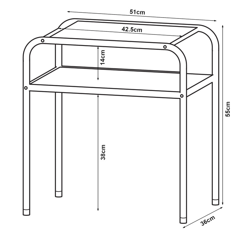 Maatschets [en.casa] Bijzettafel Krødsherad 55x51x36 cm zwart en eikenkleurig