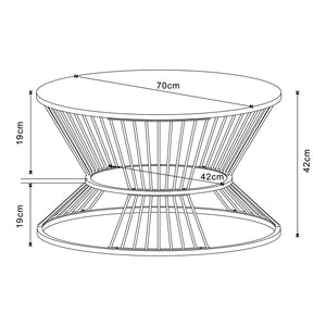 [en.casa] Salontafel Fossbergom rond 42xØ70 cm zwart en eikenkleurig
