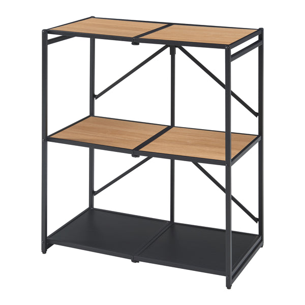 [en.casa] Open kast Telemark opvouwbaar 81x68x38 cm zwart en eikenkleurig