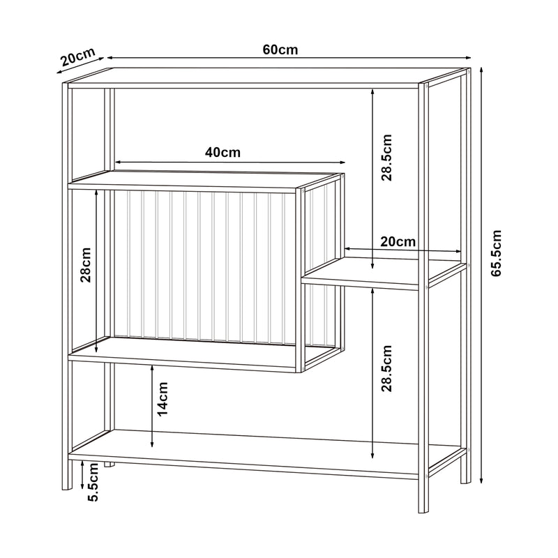 Maatschets Console tafel Beesel metaal 65,5x60x20 cm zwart [en.casa]