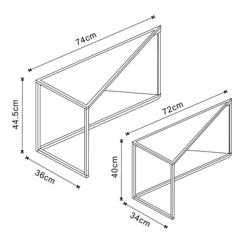 Maatschets [en.casa] Bijzettafel set van 2 Kungsör metaal zwart
