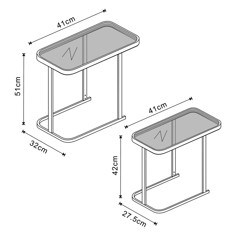 Maatschets [en.casa] Bijzettafel set van 2 Laxå zwart