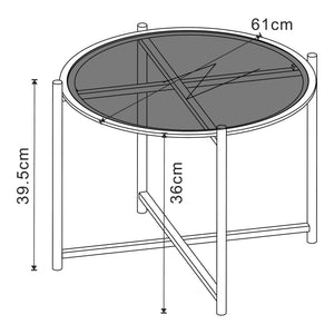 [en.casa] Salontafel Lier rond Ø61x39,5 cm zwart