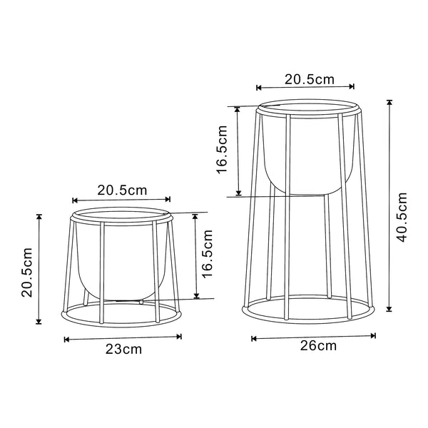 [en.casa] Plantenstandaard Nesseby set van 2 zwart