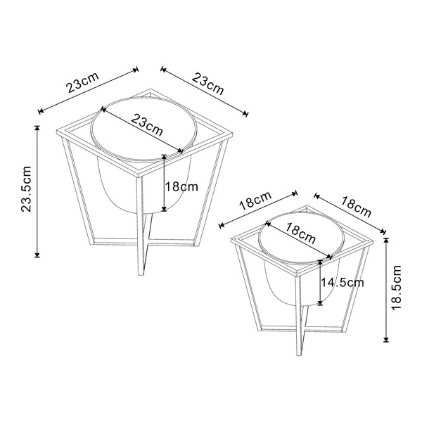 [en.casa] Plantenstandaard Nordmaling set van 2 zwart