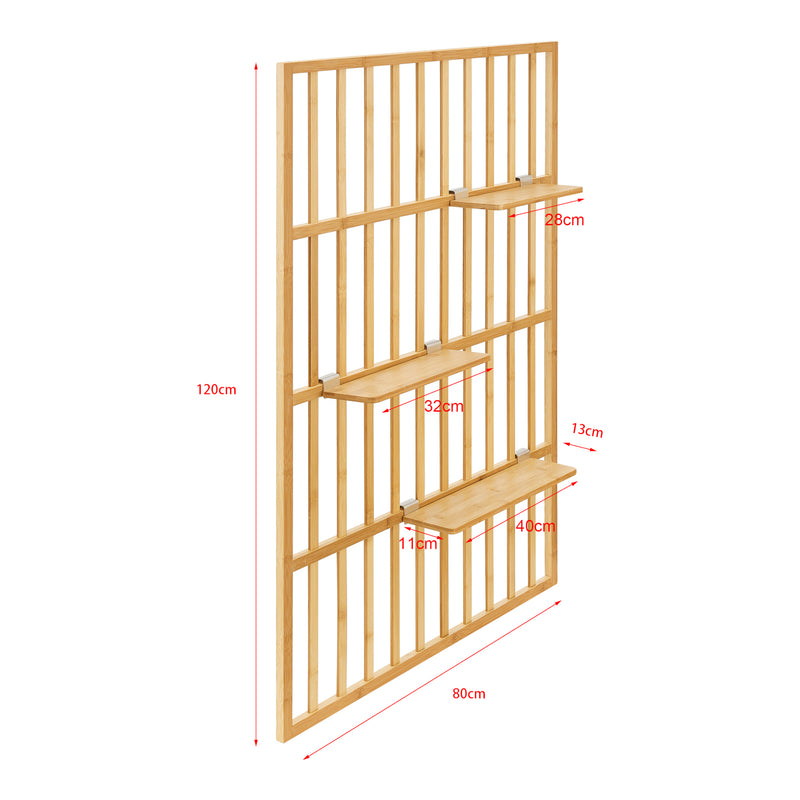 Maatschets Wandrek Røst met 3 planken 120x80x13 cm bamboe naturel [en.casa]