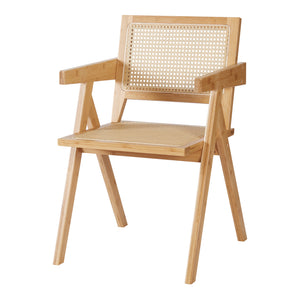 Eetkamerstoel Asikkala 79x50x50 cm bamboe rotan look naturel [en.casa]