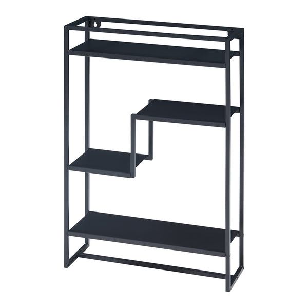 Wandrek Uurainen staal met 4 planken 60x40x13 cm zwart [en.casa]