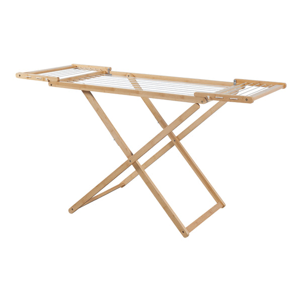 Droogrek Fakala wasrek staand inklapbaar 154x59x82 cm naturel en wit [en.casa]