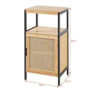 Badkamerkast Tervola 80x40x35 cm zwart naturel rotan look [en.casa]