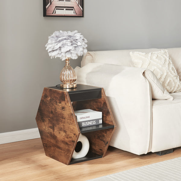 Salontafel Molde set van 2 zwart en walnootkleurig [en.casa]