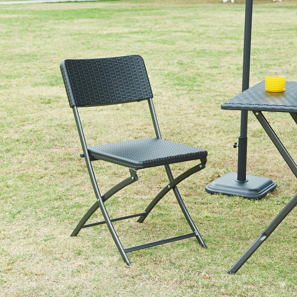 Klapstoel Mark set van 2 tuinstoelen 81x45x58 cm rotan look zwart [en.casa]