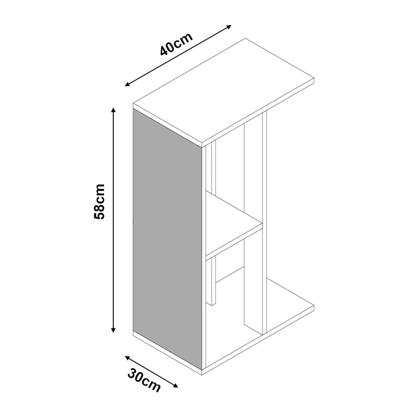 Maatschets Bijzettafel Ljungby met krabgedeelte 58x40x30 cm wit [en.casa]