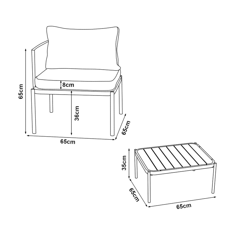 Maatschets Tuinset Accettura 3-delig tuintafel met 2 tuinstoelen grijs casa.pro