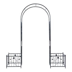 Pergola Barisciano met 2 plantenbakken 220x202x50 cm zwart casa.pro