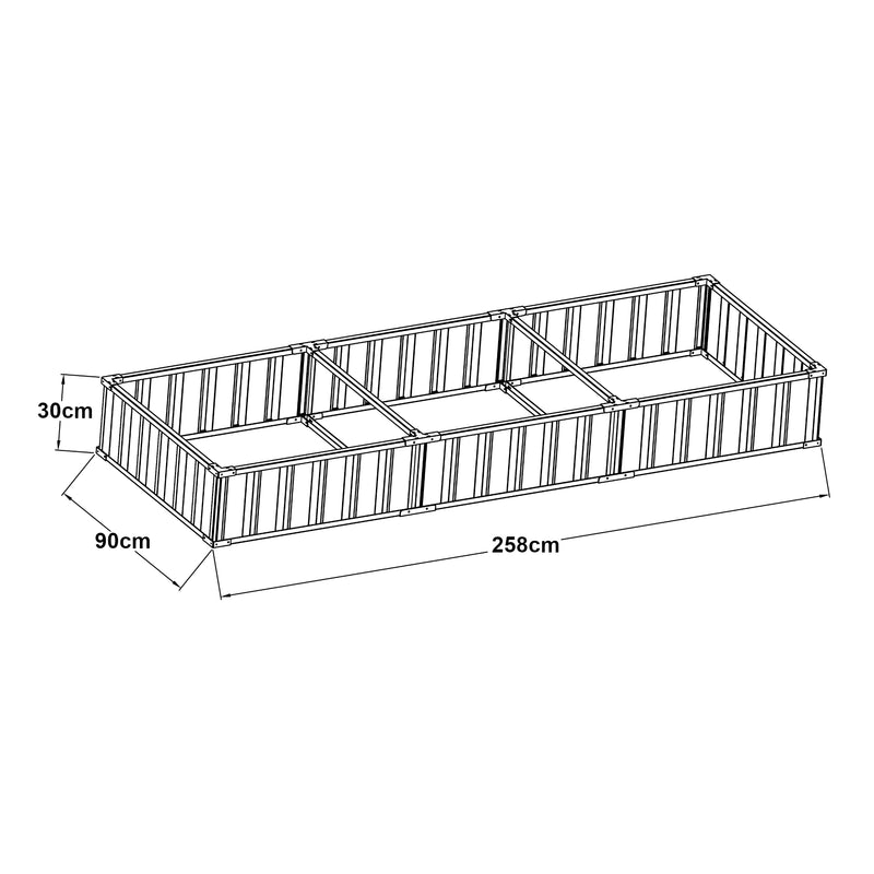 Maatschets Moestuinbak Albrandswaard met 1 paar handschoenen 258x90x30 cm antracietgrijs [en.casa]