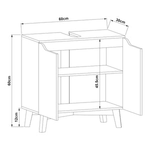 Wastafelonderkast Overath 60x60x30 cm grijs en houtkleurig [en.casa]