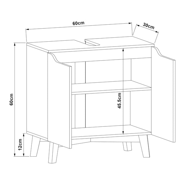Wastafelonderkast Overath 60x60x30 cm grijs en houtkleurig [en.casa]