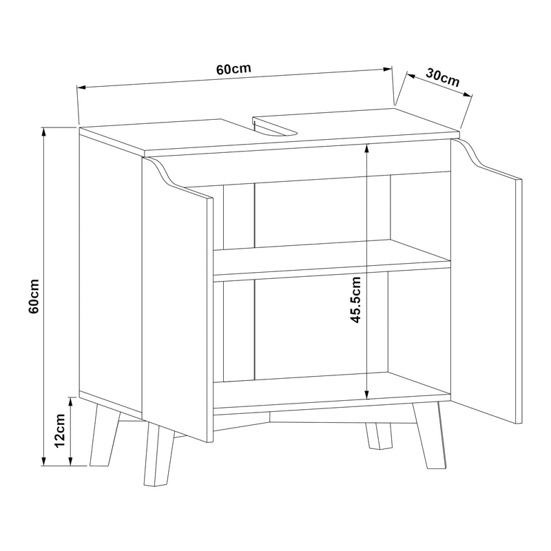 Maatschets Wastafelonderkast Overath 60x60x30 cm grijs en houtkleurig [en.casa]